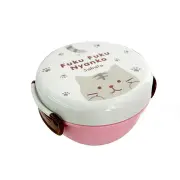 Microwavable Lunch Box Double-layer Instant Noodle Bowl Plastic Storage Portable Outdoor Dishware PINK COLOR