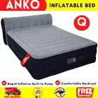 Queen Size Air Mattress Inflatable Bed with Backrest and Built-in Pump Portable