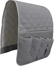 Sofa Arm Chair Organiser Bedside Pocket Hanging Storage Bag Armrest Cover for Tablet, gray
