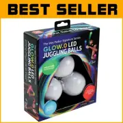 LED Juggling Glow Balls Set of 3 – 20 Light Modes & Patterns for Pro Performers