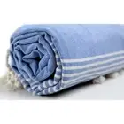 Sand Free 100% Turkish Cotton Beach or Bath Towel Blue & White stripes 63"x40"