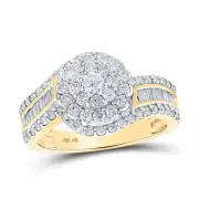 1 Cttw Baguette Diamond Round Cluster Bypass Engagement Ring 10k Yellow Gold