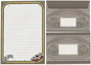 Writing Paper Set Writing Pad Lined with Envelope for Boys Kids Adults Car Racing Car (1 Pad A5 with 25 Sheets + 15 Matching Printed Envelopes)