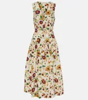 [Ulla Johnson] Ulla Johnson Kiran floral cotton midi dress AU 16 white