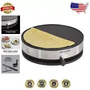Stainless Steel Electric Crepe Maker - 13" Nonstick Griddle & Tools Included