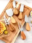 6pcs Cheese Knife Set Wooden Handle Stainless Steel Knives Slicer Fork Cutter AU