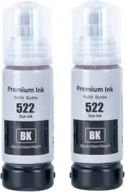 TAAUS 522 Black Ink Bottle Refill for Epson T522 Work with Ecotank ET-1110 ET...