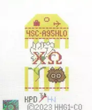 Kangaroo Paw Designs Chi Omega Sorority Tag Handpainted Needlepoint Canvas