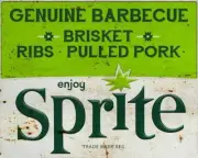 ENJOY SPRITE GENUINE BARBECUE 15" HEAVY DUTY USA MADE METAL ADVERTISING SIGN