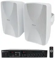Rockville Commercial/Restaurant Bluetooth Amplifier+(2) White 6.5" Wall Speakers