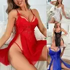 Irresistible Lace Crotchless Erotic Dress G string Bra Set Black/White S XL