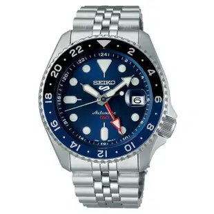 【SEIKO 精工】Seiko 5 Sports系列 精工5號GMT雙時區不鏽鋼機械錶-藍黑42.5mm_SK028(SSK003K1/4R34-00A0B)