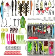 Fishing Lures,107Pcs Fishing Equipment,Fishing Stuff includes Trout Lures bass lures Soft Plastic Worms Crankbait Jigs Fishing Hooks,Tackle Box Starter Kit