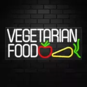 Vegetarian Food Sign for Business Displays | LED Flex Neon | 32"W x 13"H x 1"D