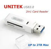 Premium UNITEK 2in1 USB3.0 Memory Card Reader SD,M/SD,SDXC,or With USB-C Adaptor