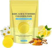 60pcs Turmeric Kojic Acid Cleansing Pads, Kojic Acid and Turmeric Cleansing Pads with Vitamin B5,Vitamin C, Pure Natural Ingredients, Fast Cleansing, Deep Oil Control, Gentle Hydration (Yellow, 60pcs)