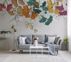 3D Ginkgo Leaves Wallpaper Wall Mural Removable Self-adhesive 607