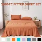 2000TC Ultra Soft Fitted Sheet Set Single Double Queen King Size Soft Breathable