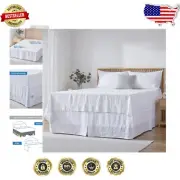Breathable Twin Bed Skirt - 100% Linen with 18'' Tailored Drop, Dust-Proof Style