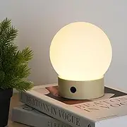 WEILAILUX Small Cute Cordless Table Lamp Rechargeable, Battery Operated Shower Lamp Waterproof, Touch Dimmable Globe Ambient Light for Outdoor/Bedside/Patio/Dining (Khaki)