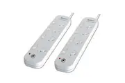 2PK Sansai 4-Way Individually Switched Power Board Overload Surge Protection