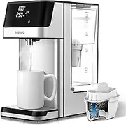 Philips Water Station Dispenser for Filtered Hot Water 6 Temperature Presets Touch Screen Reduces Chlorine Limescale Heavy Metals Microplastics and PFOA 2.2L Capacity