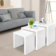 High Gloss Coffee Table Bedside Table Modern Wooden Nesting Table Set of 3 White