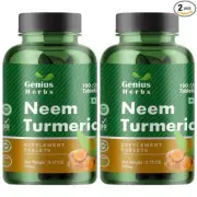 Genius Herbs Neem Turmeric 360 Tablets 500 mg Best Detox Boosts Immunity
