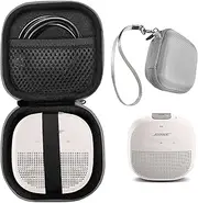 [CaseSack] Bose SoundLink Micro Bluetooth Speaker Protective Case by , mesh Pocket for Cable and Other Accessories, Elastic Strap to Secure The Speaker (White Smoke)