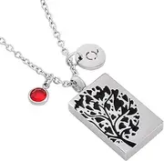 KETIME Tree of Life Dog Tag Cremation Necklace with Crystal&Letter - Stainless Steel Memorial Urn Ashes Holder Keepsake Jewelry