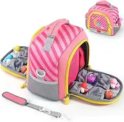 Portable Travel Organizer Carrying Case Compatible with Toniebox Audio Player, Tonies Figures, Headphones and Charging Station, Storage Carrier Bag for Toniebox Starter Kit (Pink)