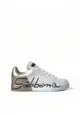 Dolce & Gabbana White Gold Lace Up Womens Low Top Sneakers