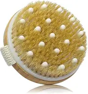 Body Brush with Natural Bristles for Dry Brushing, Massage and Circulation, White