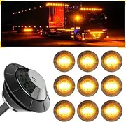 BJZ 3/4'' LED Trailer Marker Clearance Lights Amber Round 12V LED Side Marker Front Rear Stop Turn Signal Tail Indicator Light Waterproof for Trailer Truck ATV UTV RV Van Pickup, 10Pcs w/Smoked Lens