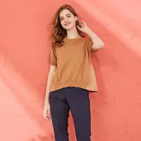 在飛比找momo購物網優惠-【CUMAR】合身拼接色塊-女短袖針織衫(三色/魅力商品/版