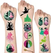 Witch Temporary Tattoos 160 Pieces Pink Green Princess Tattoos Stickers Birthday Party Favours Decorations Accessories for Gifts Goodie Bags Filler Prizes Rewards