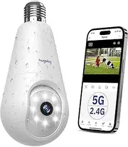 Hugolog - 5G/2.4GHz WiFi 2K Wireless Outdoor/Indoor Security Camera with AI Motion Detection, Siren Alarm, 2-Way Audio, Color Night Vision,