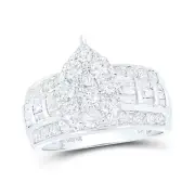 10kt White Gold Round Diamond Pear Bridal Wedding Engagement Ring 2 Ctw