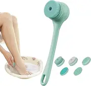 LeoLeoii Electric Bath Brush | IPX7 Waterproof Body Scrubber Bath & Body Brushes | 5 Brush Heads Electric Brush Back Scrubber for Face Back Massage (Green)