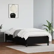 Black Faux Leather Bed Frame, King Single Size - Platform Slats, Bedroom Furniture, Metal Bedframe, Storage Base, Folding Bed