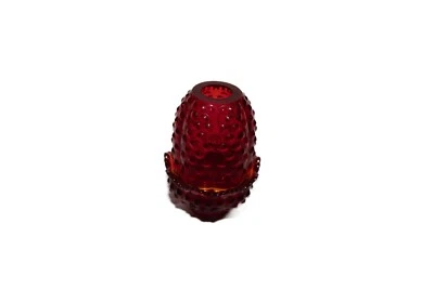 Vintage Fenton Ruby Red Hobnail MCM Glass Fairy Lamp - Cadmium Glow!