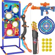Kids Bow & Arrow Set,2n1 Shooting Game Toy,LED Light up Archery w/ Bow,Air Shoot
