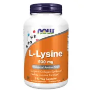 NOW L-Lysine 500 mg 250 Veg Capsules Amino Acids Boost Immune Function Collagen
