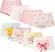 FILOWA Unterhosen Mädchen Kinder Baumwolle Boxershorts 8er-Pack Tiere Druck Pantys Rosa Elastischer Weicher Unterwäsche Bequeme Bunt Katze Hase Muster Boxershort für Kleinkind 1-13 Jahre, Gr.86-158