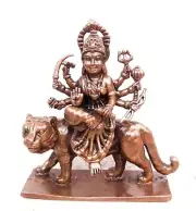 Copper Handmade Goddess Durga Idol Figurine Statue Rich Patina Antique Finish