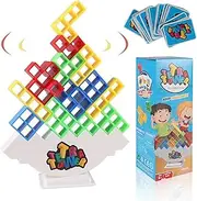 NASHRIO Tetra Tower Game - 48 Pcs Stacking Block Party Game for Adults and Kids. Tetratower Game - Family Games for 2 Players or More, Parties, Travel, and Team Building (48pcs)