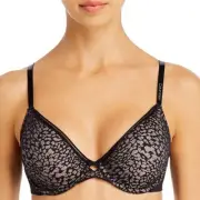 Calvin Klein Seductive Comfort Running Leopard Demi Bra QF5390 Black Size 44DDD