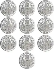 Ganesh Lakshmi Saraswati Coin in Pure 999 Silver 10 Grams Set of 10 Religious Coins