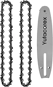 8inch Chainsaw Guide Bar and Chain Combo,Pole Saw Replacement Accessories Fits Remington,Fits Greenworks,Fits Earthwise,Fits SunJoe SWJ800E,Fits Chicago,080SDEA041（2 Chain+1 bar）