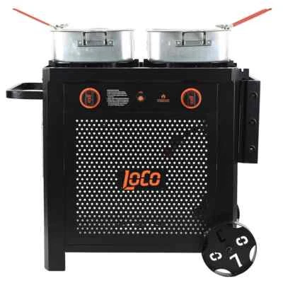 LOCO 15QT Double Burner Outdoor Propane 3- Basket Deep Fryer Cart Steel Cooker